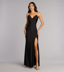 Eve V-Neck Rhinestone Lace-Up Formal Dress