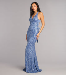 Kate Sequin Chiffon Tie Mermaid Formal Dress
