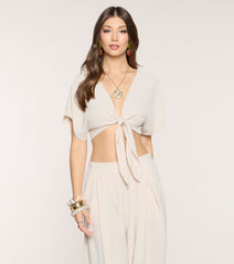 Soft Breeze Tie-Front Crop Top