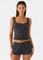 Coastline Mini Shorts - Black Polkadot