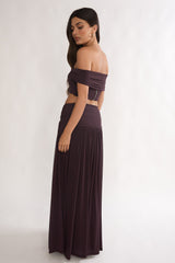 Farela Ruched Waist Maxi Skirt Coffee