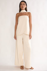 Florene Strapless Split Scarf Top Vanilla