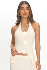 Duma Halterneck Knit Top Cream