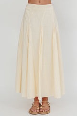 Morning Lights Godet Maxi Skirt Cream