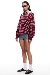 LIONESS Rising Sun Jersey Sweater Crimson
