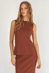 Kimora Sleeveless Knit Top Brown