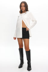Vikki Round Neck Structured Top Cream