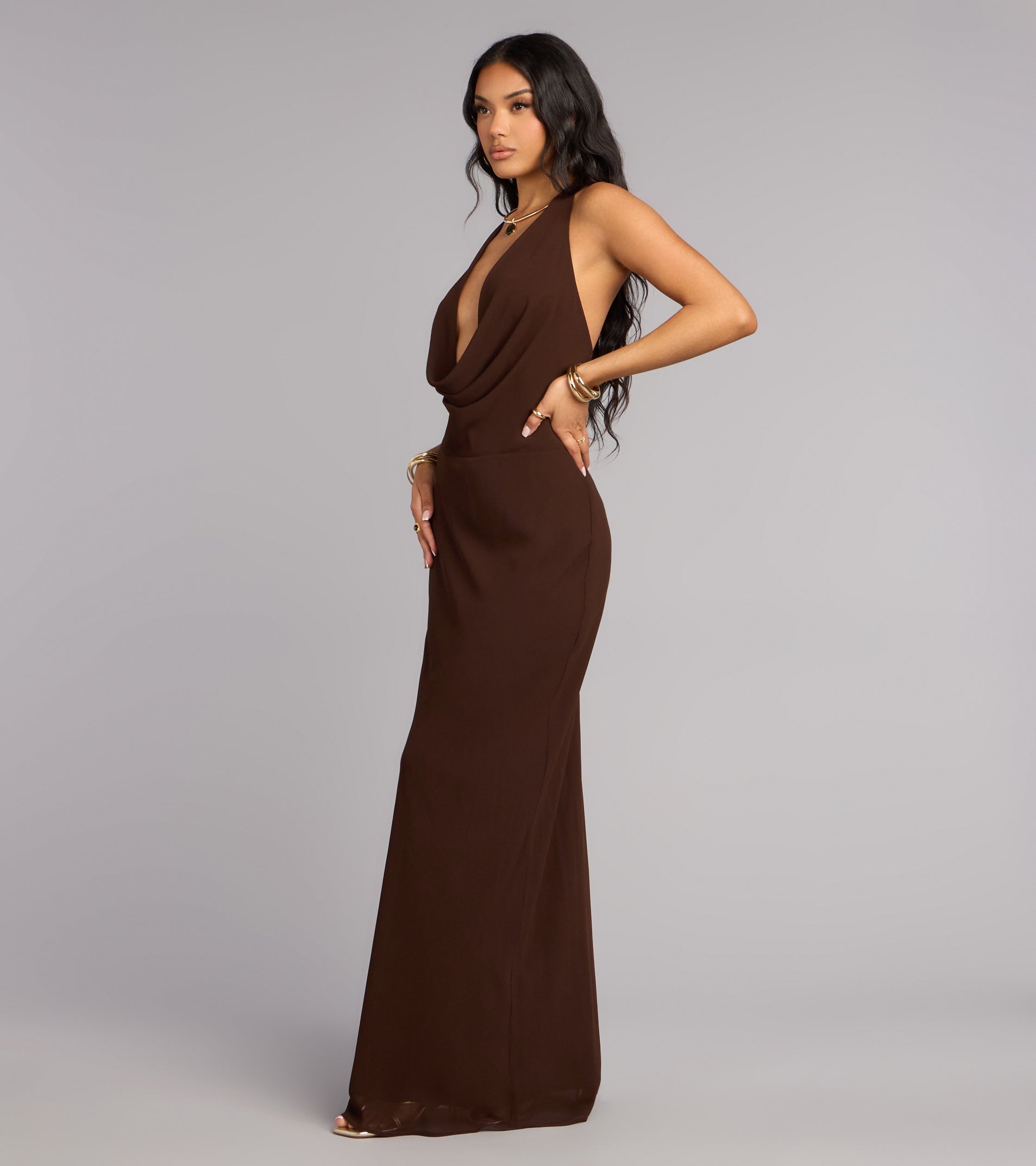 Hayley Chiffon Open Back Formal Dress