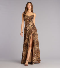 Massie Leopard Chiffon A-Line Formal Dress
