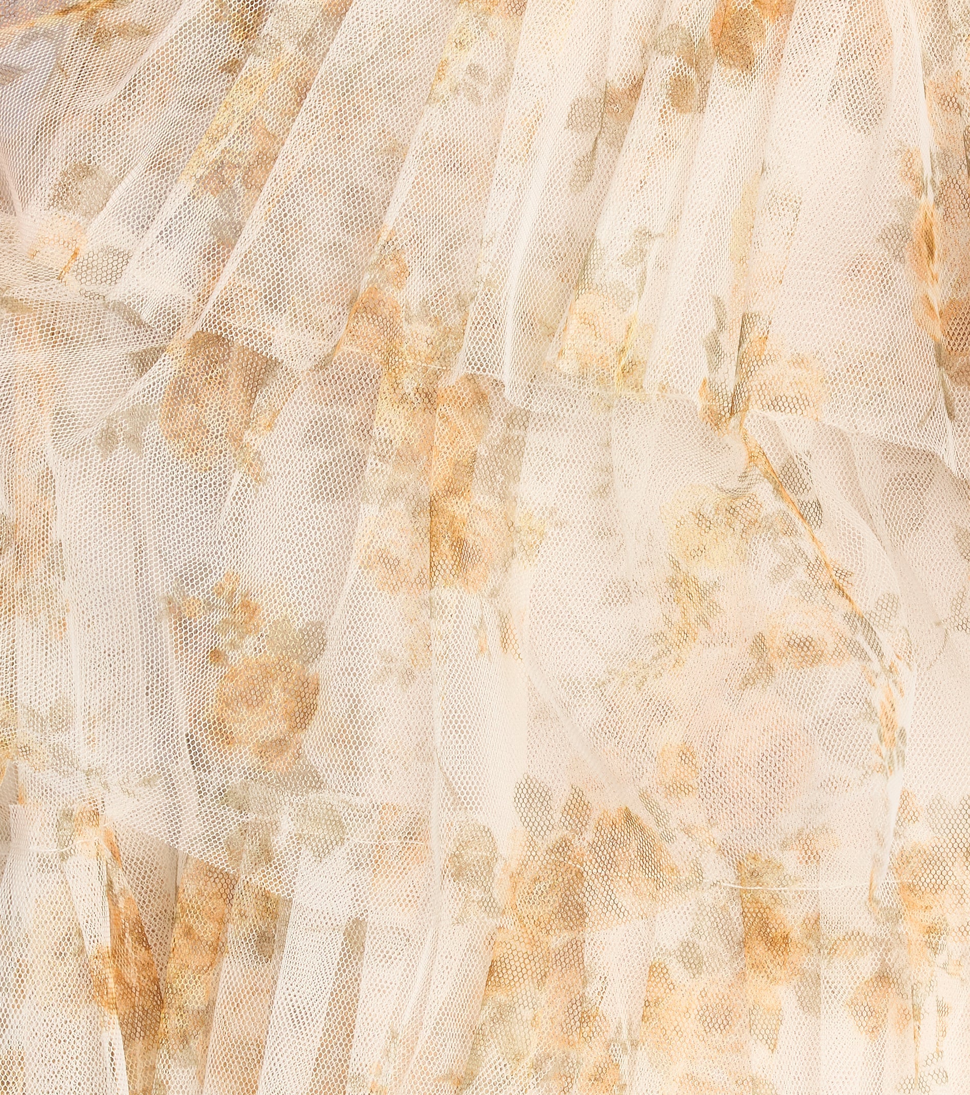Milena Floral Mesh Ruffle A-Line Gown