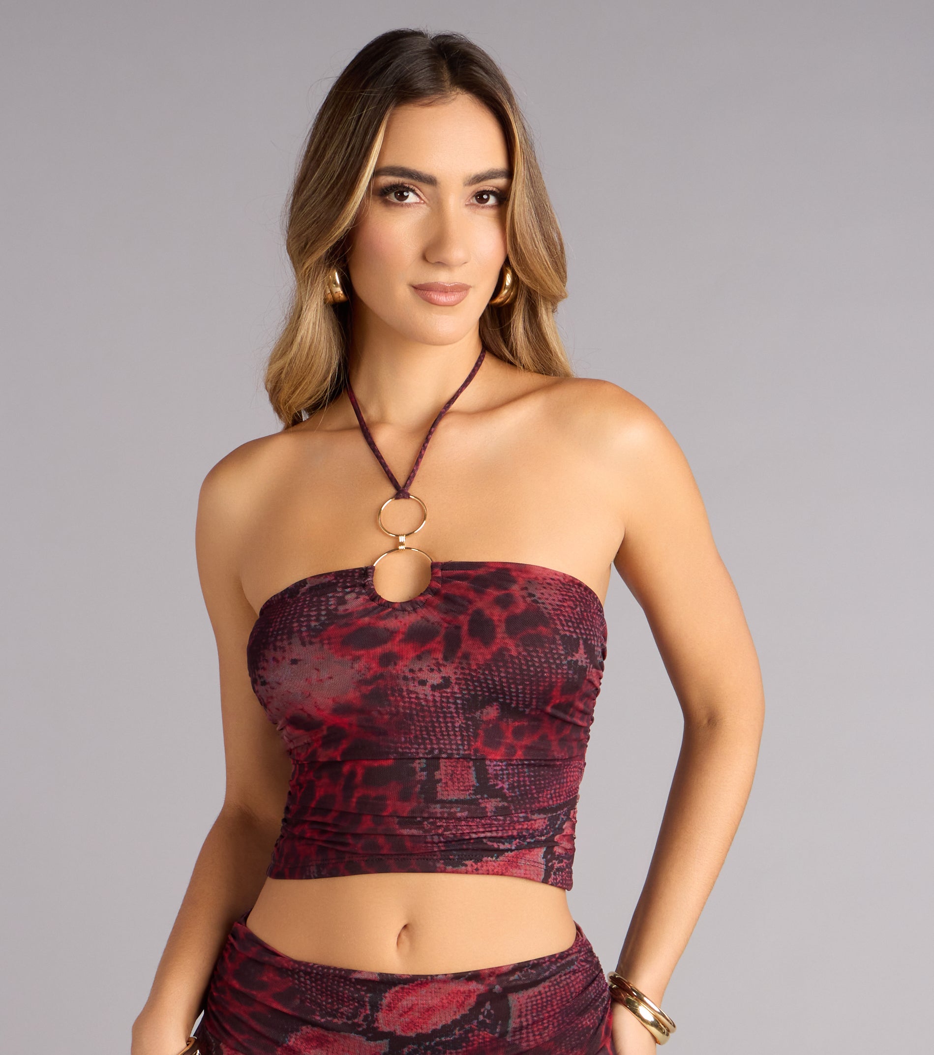 Wild Crush Hoop Halter Crop Top