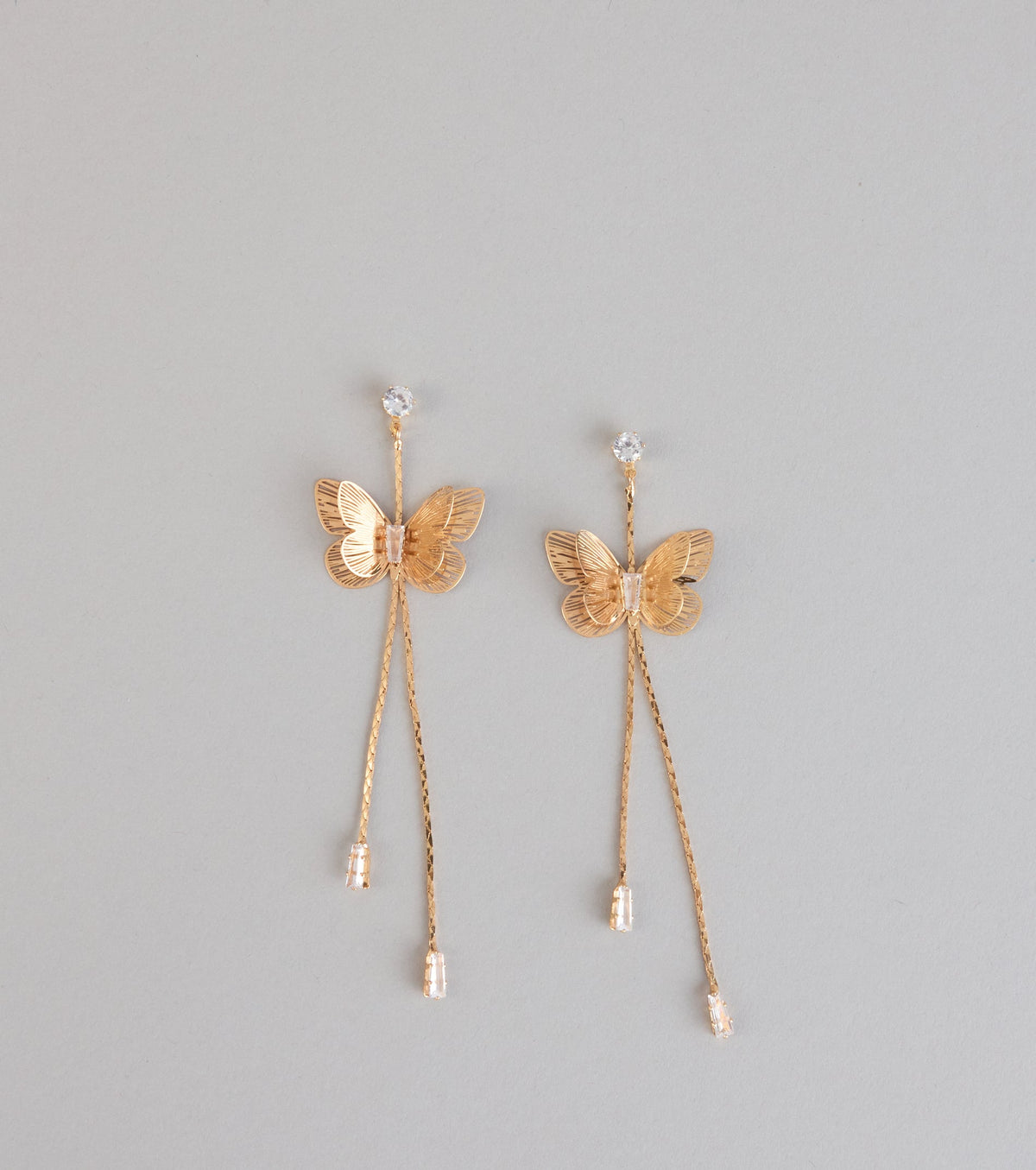 Soft Sparkle Rhinestone Butterfly Earrings