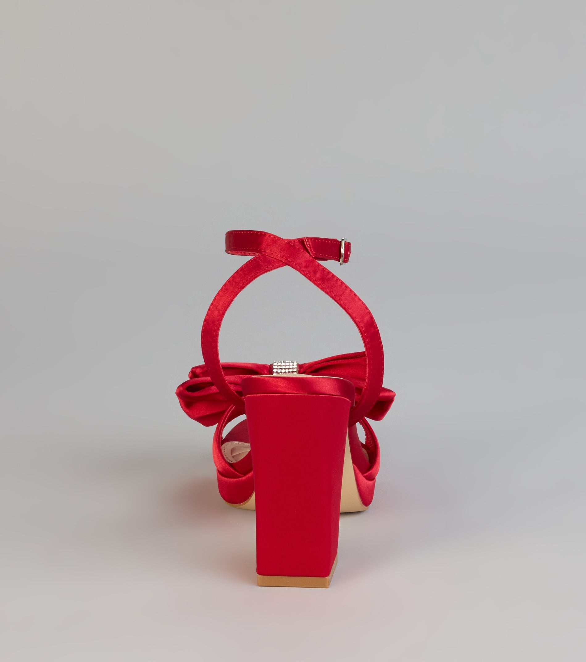 RSVP Luxe Rhinestone Bow Satin Heels