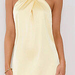 Exclusive Parties Halter Satin Mini Dress White
