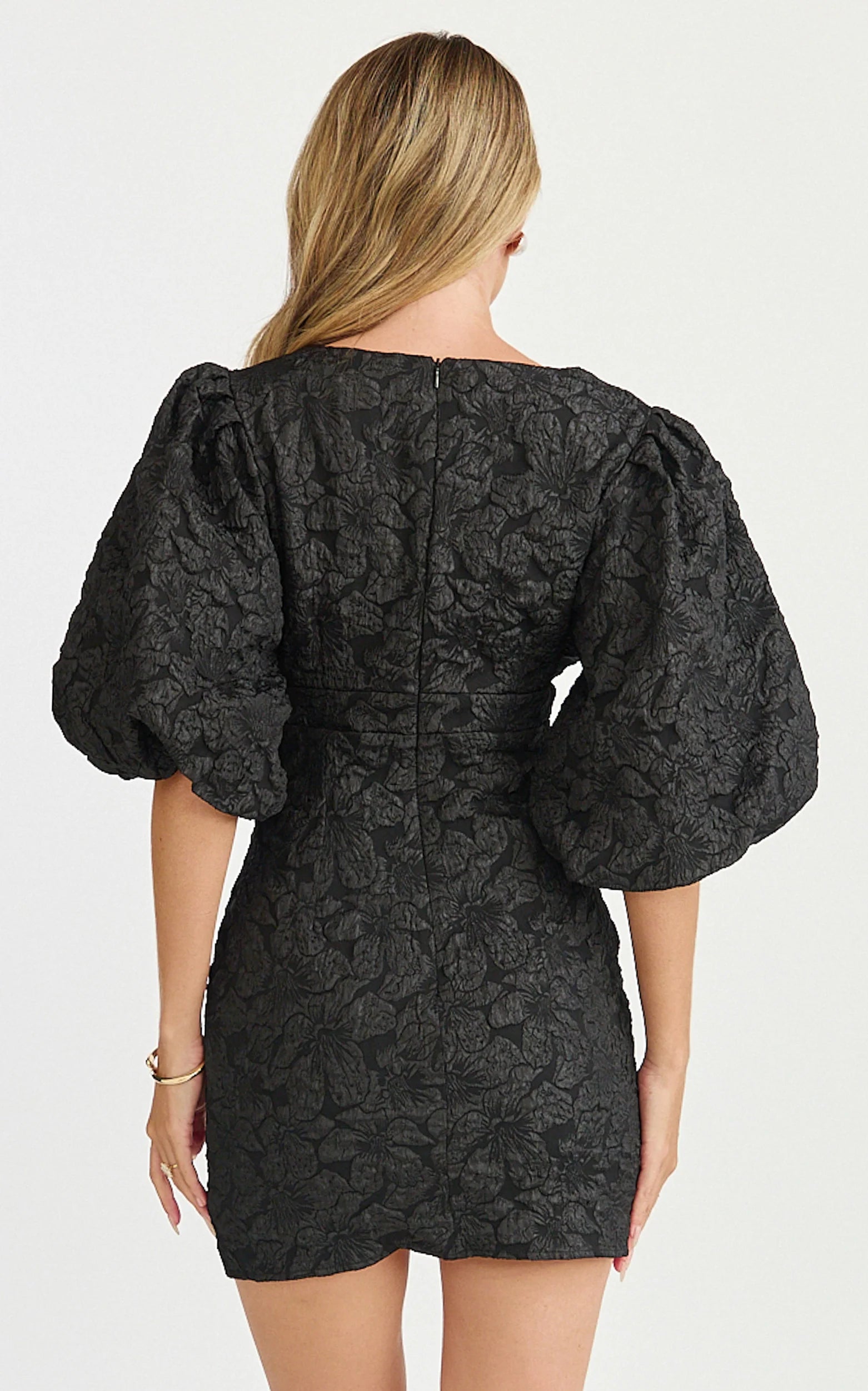 Miley Mini Dress - V Neck Bodycon Dress in Black