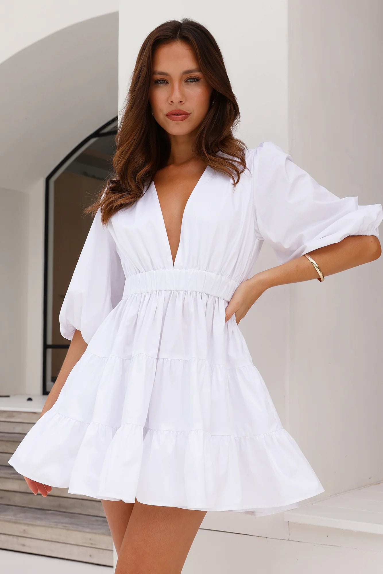 Rose Pink Sweetest Treat Mini Dress White