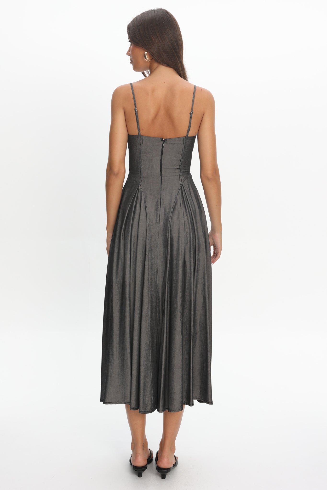 Take It All Cami Strap Midi Dress Charcoal