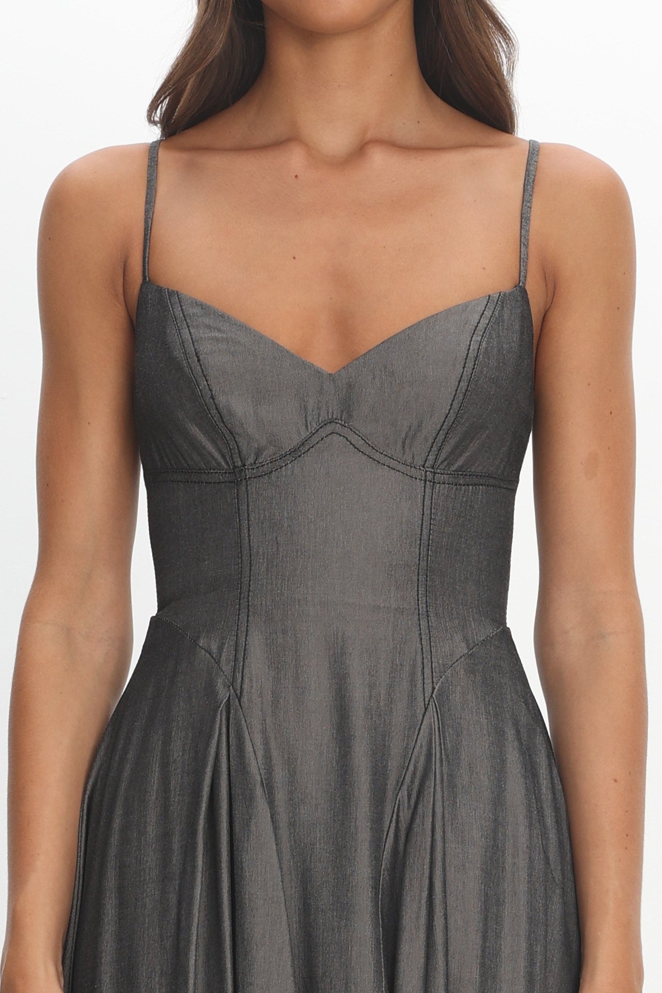 Take It All Cami Strap Midi Dress Charcoal