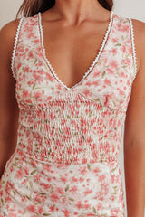 Loveletters Shirred Crop Top Floral Pink