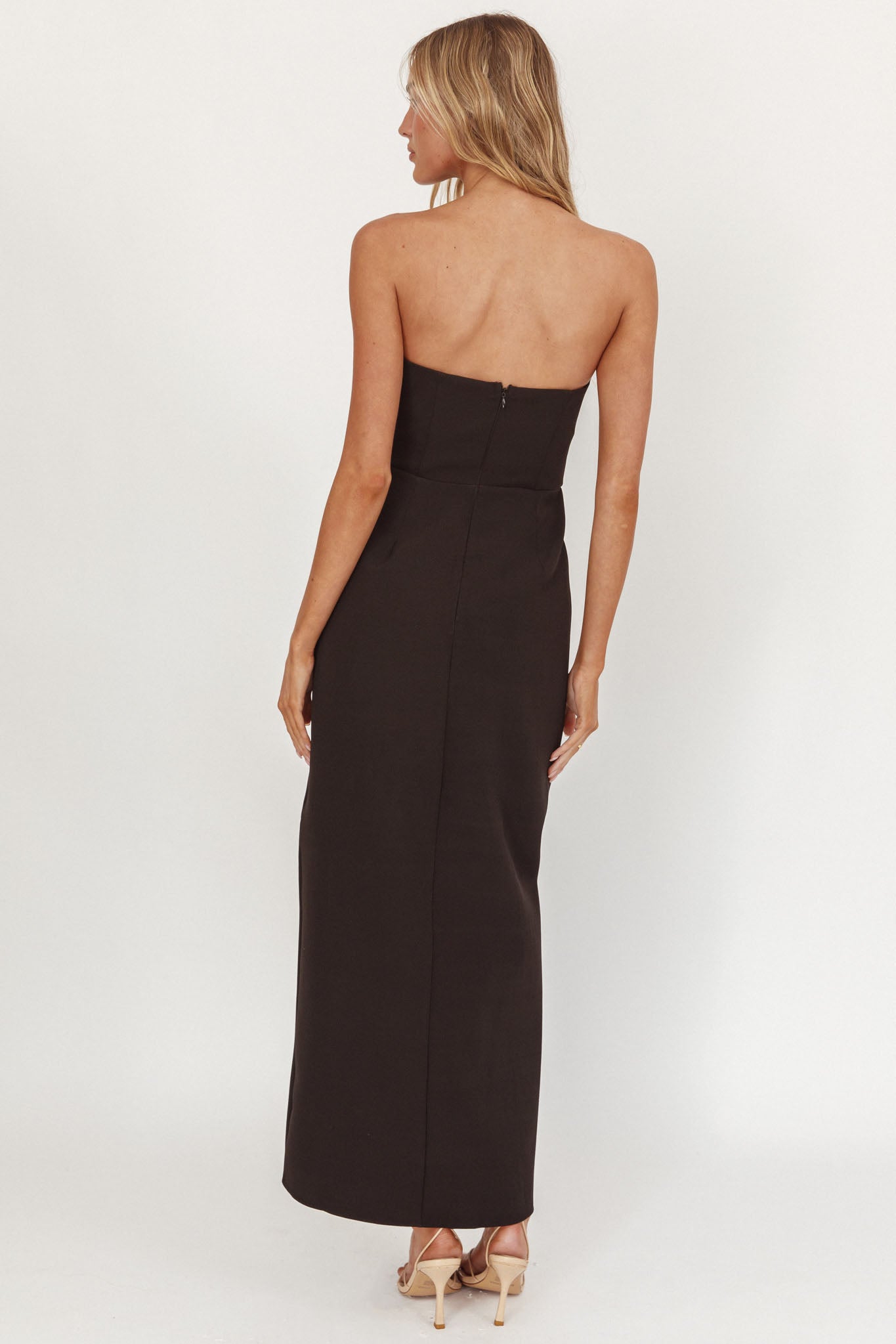 Samanntha Strapless Bow Detail Midi Dress Black