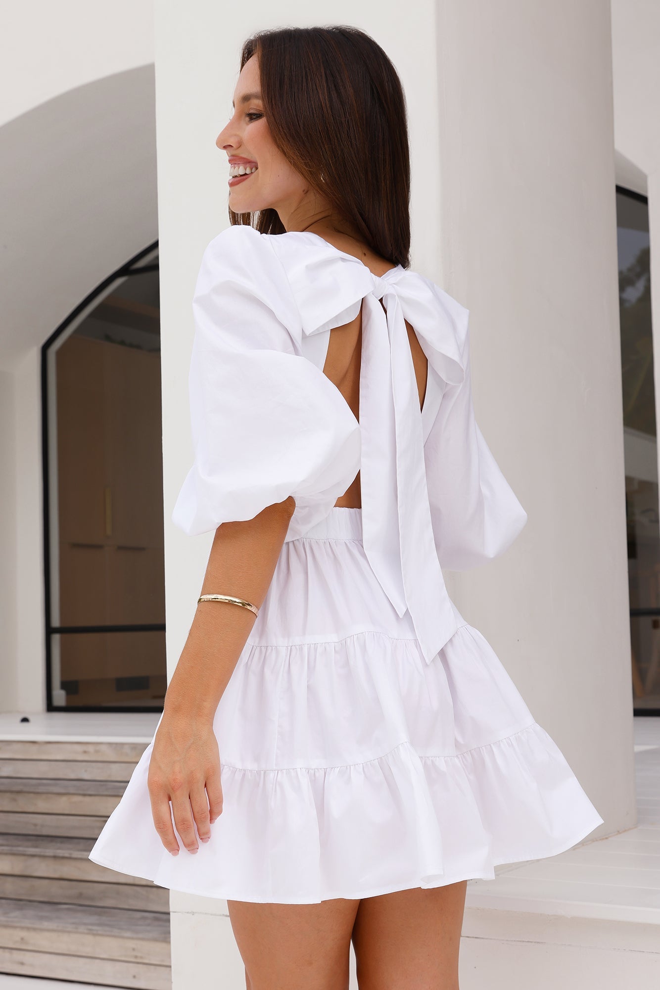 Rose Pink Sweetest Treat Mini Dress White