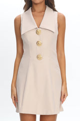 Cary Gold Button Collared Mini Dress Latte