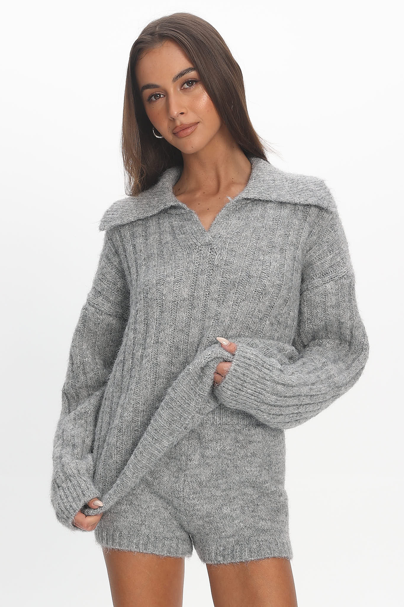 Jenae Oversized Drop Shoulder Sweater Grey