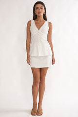 Maribelis Button Front Top White