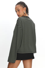 LIONESS Bloom Long Sleeve Forest Stripe