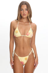 Kavera Tie Side Bikini Bottom Floral Sequin