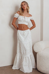 Canyon Cove Crochet Trim Maxi Skirt Floral Pink