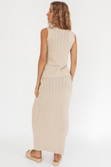 Kimora Ribbed Knit Maxi Skirt Sand