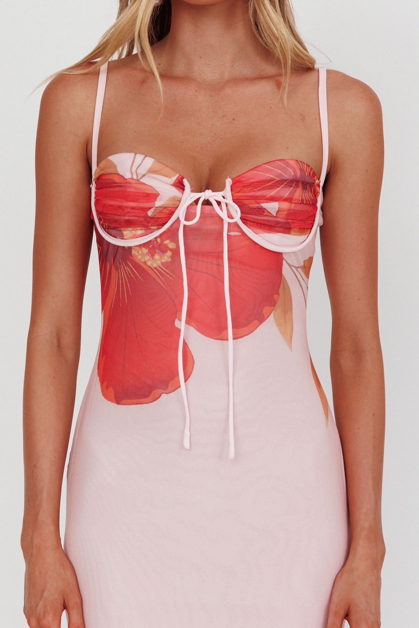 Fortune Bust Tie Maxi Dress Hibiscus Pink