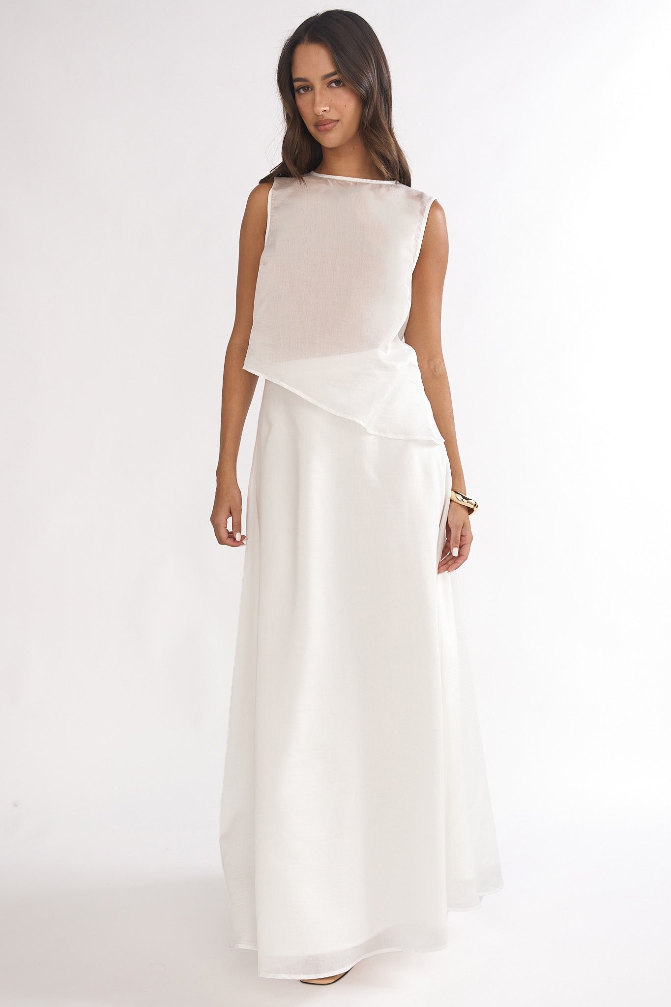 Lemora Asymmetric Hem Top White