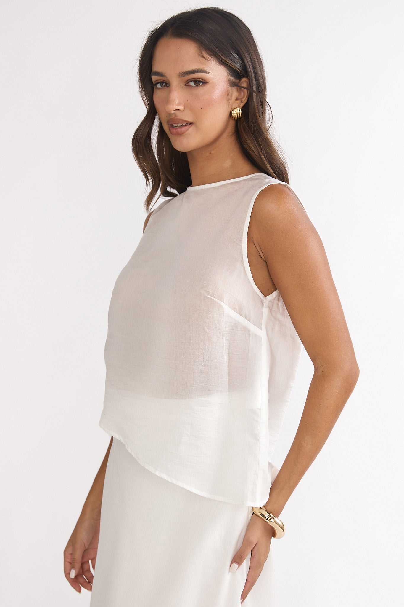 Lemora Asymmetric Hem Top White
