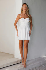 Be Who I Am Linen Blend Mini Dress White
